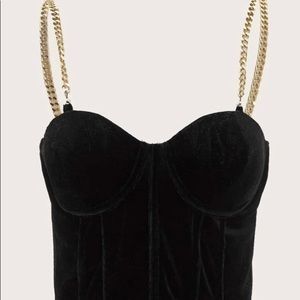 Velvet Bustier Chain Top